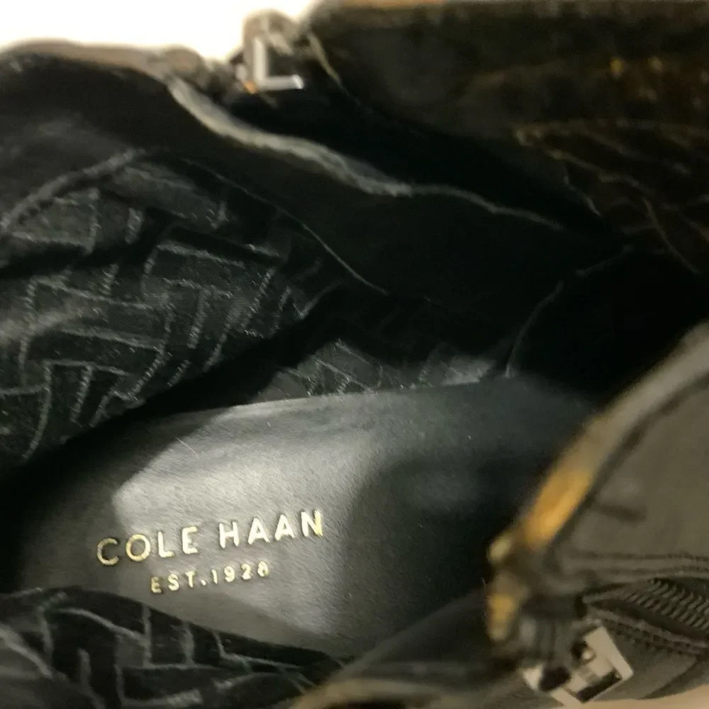 Cole Haan Ankle Boots Womens 7 B Black Dual Zipper Oak D44816 Booties